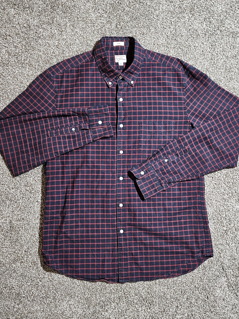 J Crew Shirt Mens L Black Red Slim Fit American Pima Cotton Preppy Luxury Casual
